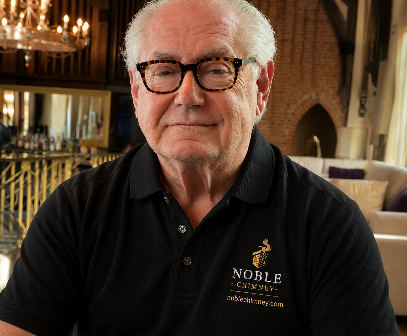 Founder of Noble Chimney wearing the company polo