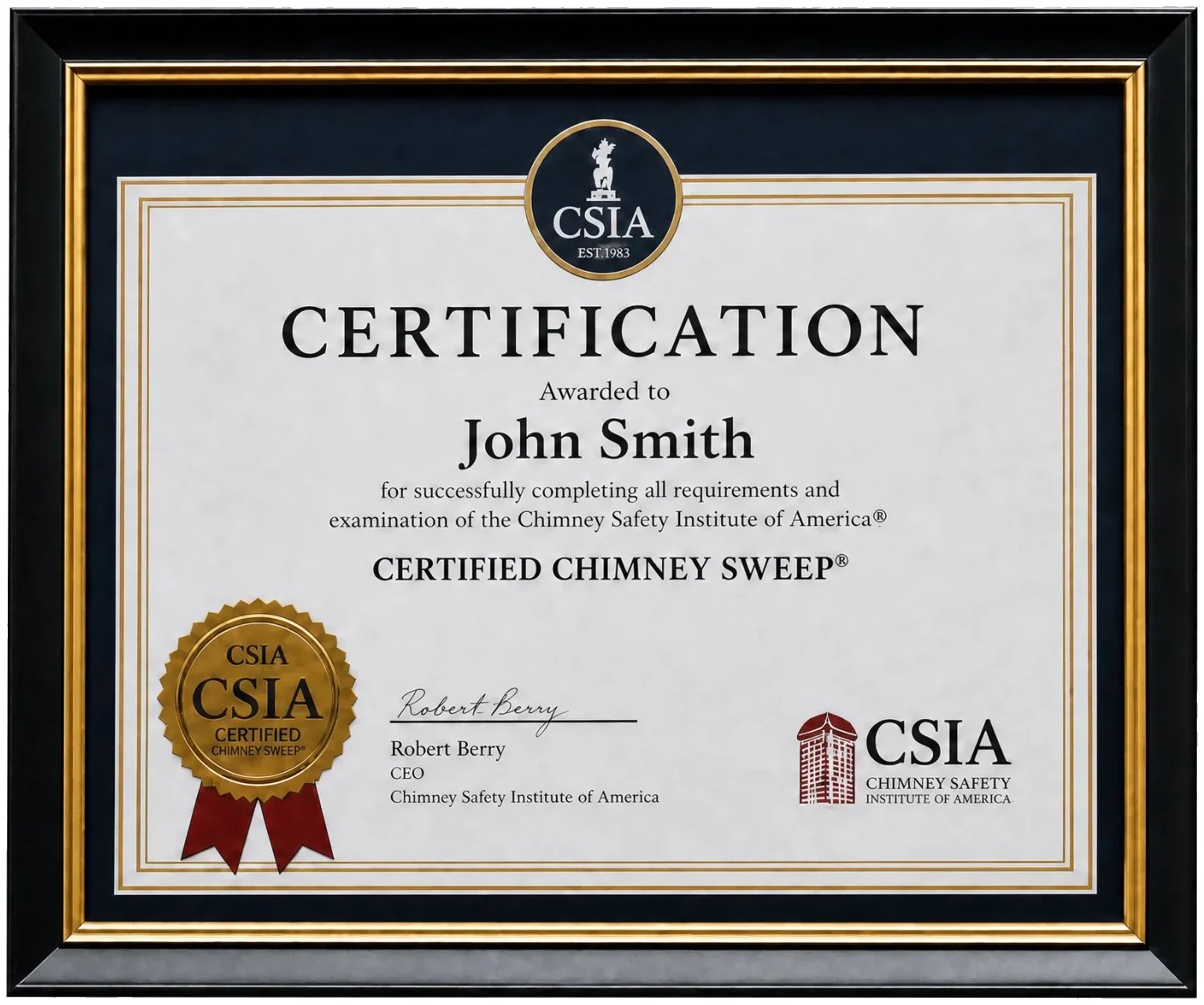 CSIA Certified Chimney Sweep certification